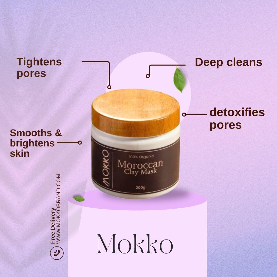 Mokko Moroccan clay mask for glowing skin