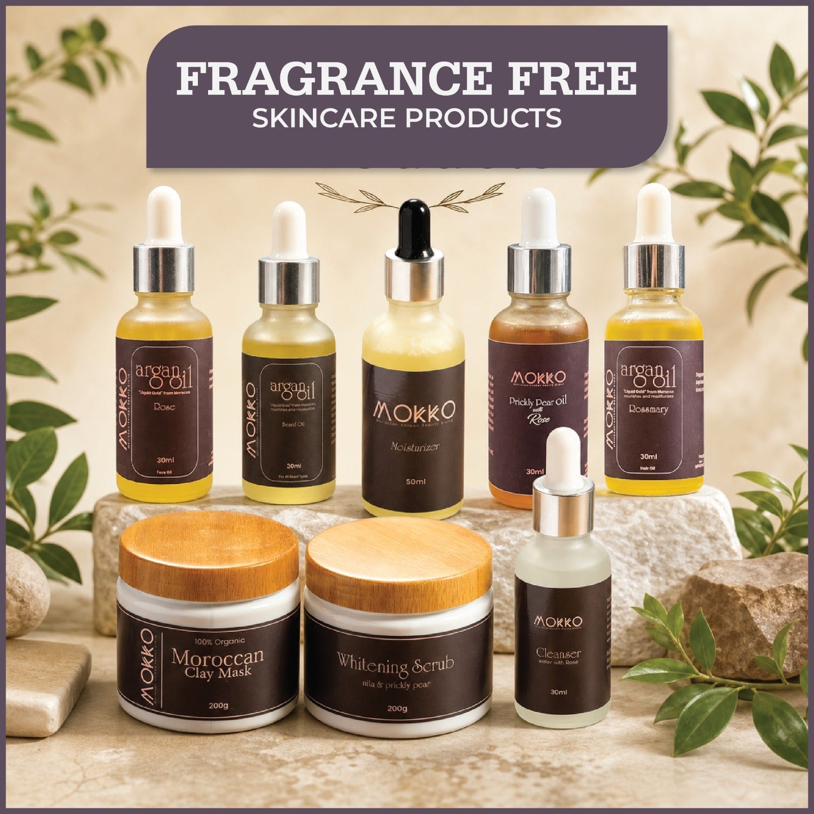 Mokko fragrance free products for healthy skin and hair care