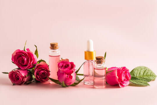 Natural rose water face cleanser bottle By Mokko