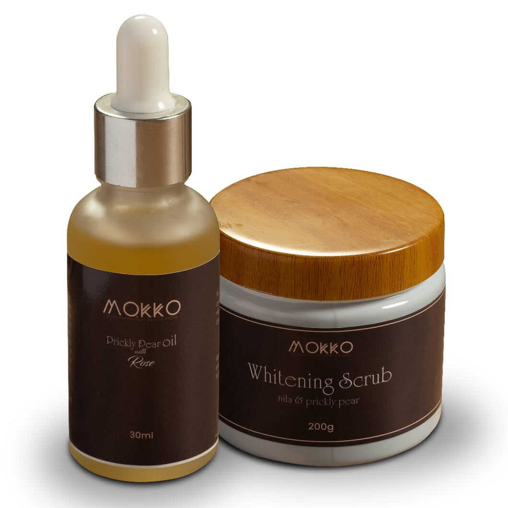 Glow Duo with Prickly Pear and Rose Elixir – Whitening Scrub by Mokko